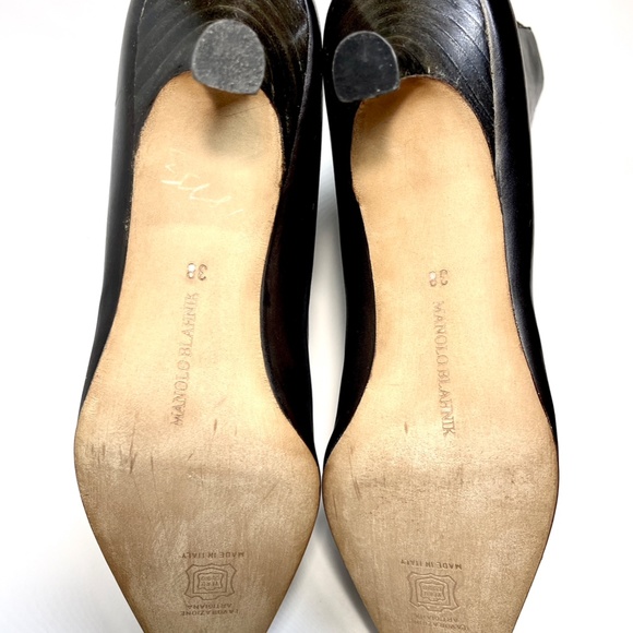 Manolo Blahnik Brown Leather Kitten Heel Booties 8 - Picture 4 of 11